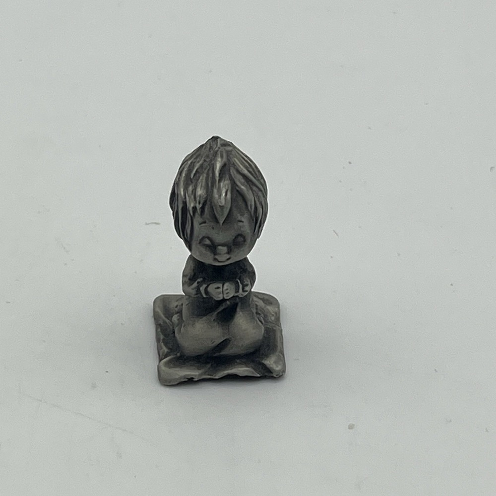 VTG Hallmark Little Gallery Pewter Figurine Child Praying Shadowbox Miniature
